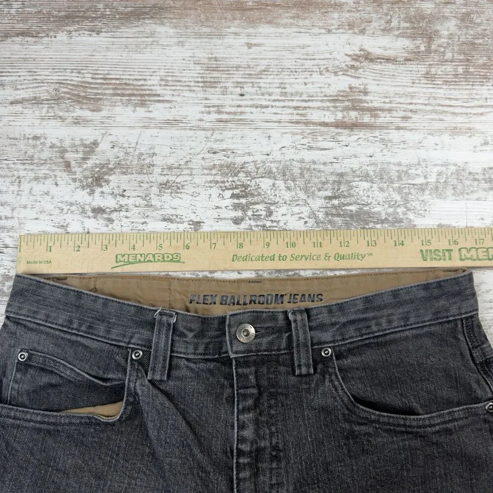 Duluth Trading Flex Ballroom Jeans Mens 32x28.5 Washed Black Stretch Gusseted